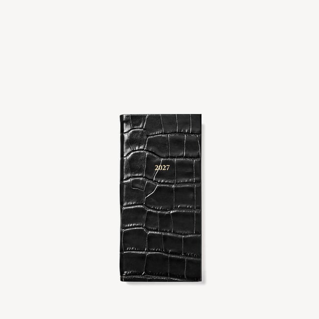 2027 Slim Pocket Diary Deep Shine Black Croc