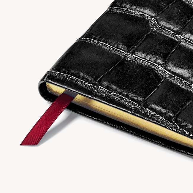 2027 Slim Pocket Diary Deep Shine Black Croc
