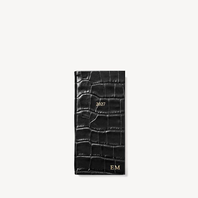 2027 Slim Pocket Diary Deep Shine Black Croc