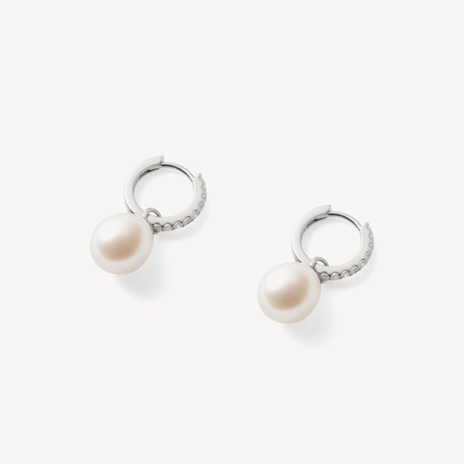 Drop Huggie Earrings 0.16ct Diamond