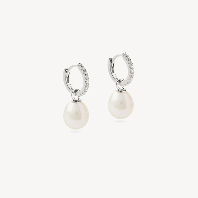 Drop Huggie Earrings 0.16ct Diamond