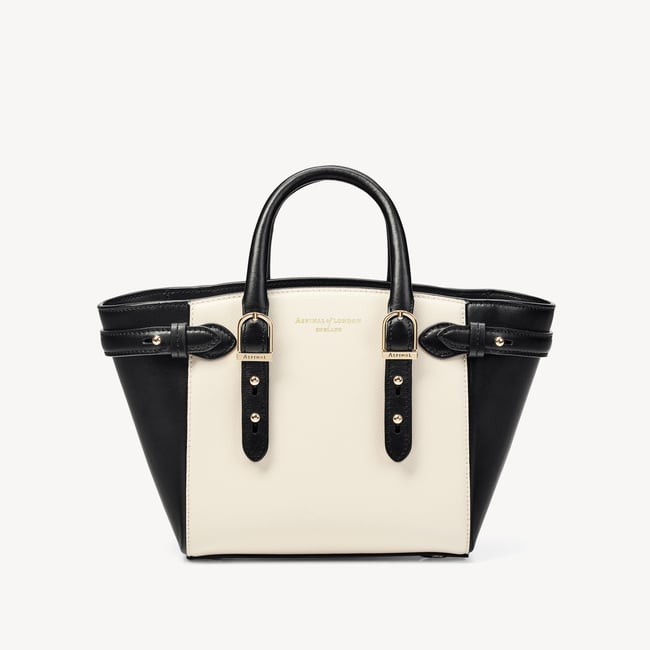 Mini Marylebone Tote Ivory Saffiano & Smooth Black