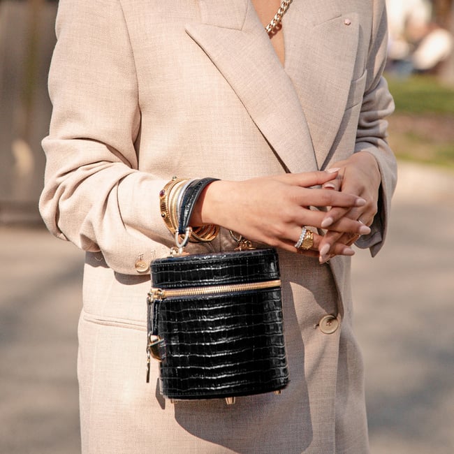 Pandora Bag Deep Shine Black Small Croc