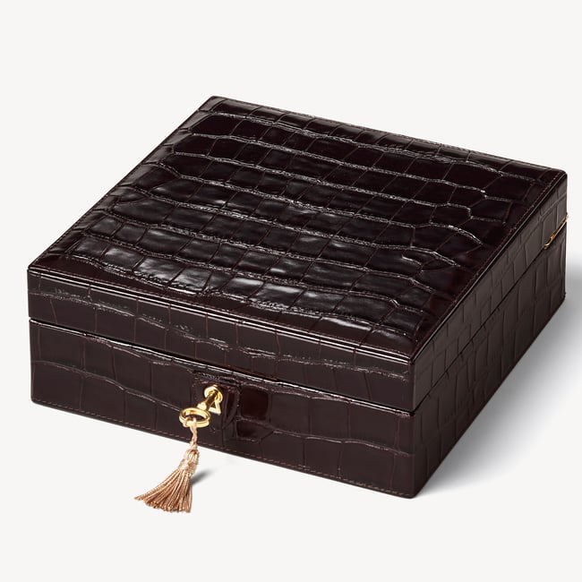 Four Piece Watch Box Deep Shine Amazon Brown Croc