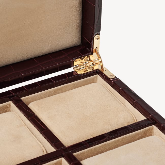 Four Piece Watch Box Deep Shine Amazon Brown Croc