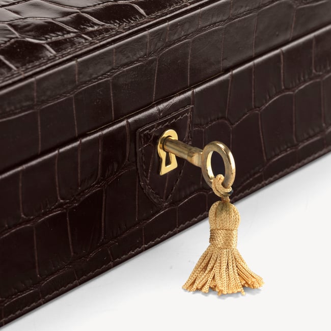 Four Piece Watch Box Deep Shine Amazon Brown Croc