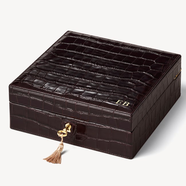 Four Piece Watch Box Deep Shine Amazon Brown Croc