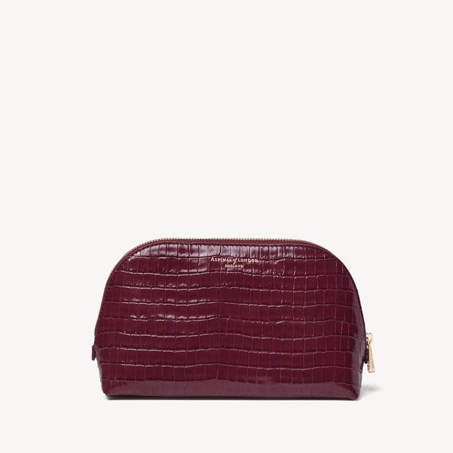 Classic Makeup Case Deep Shine Garnet Small Croc