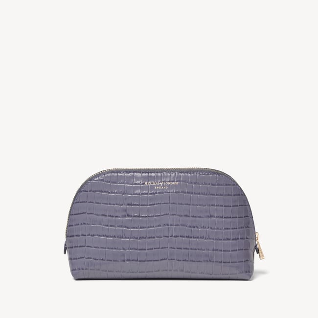 Classic Makeup Case Deep Shine Dusky Blue Small Croc