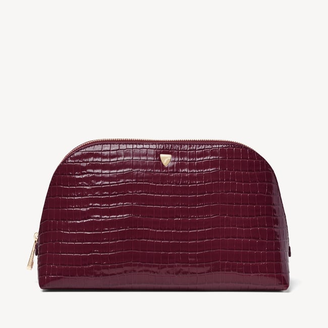 Classic Toiletry Bag Deep Shine Garnet Small Croc