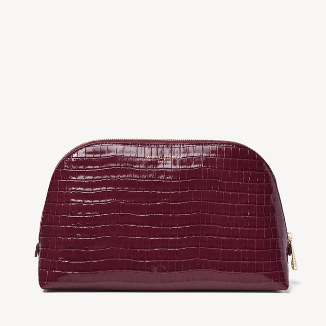 Classic Toiletry Bag Deep Shine Garnet Small Croc