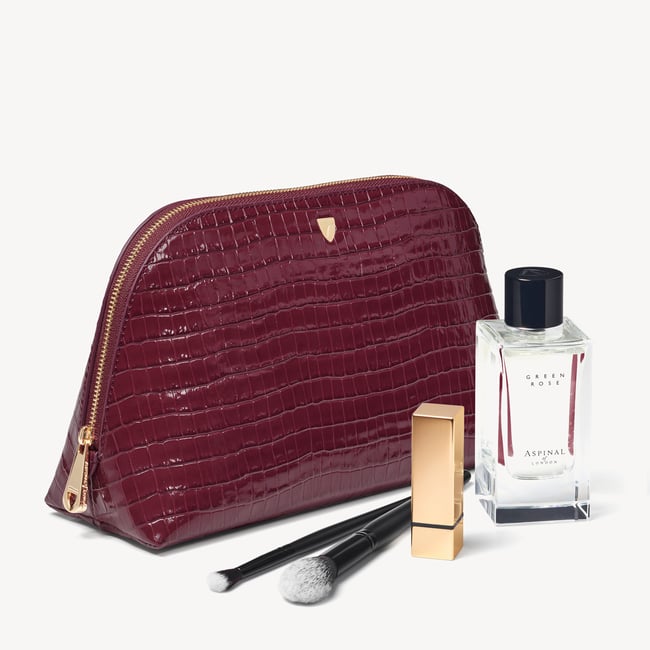 Classic Toiletry Bag Deep Shine Garnet Small Croc