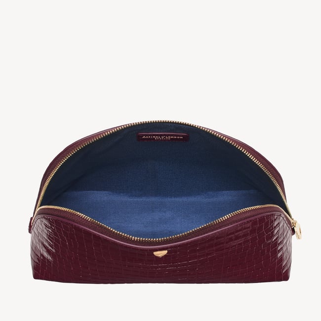 Classic Toiletry Bag Deep Shine Garnet Small Croc