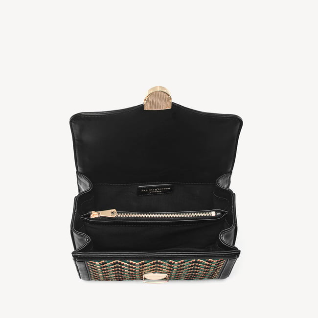 Midi Mayfair® Champagne, Green & Black Woven Leather