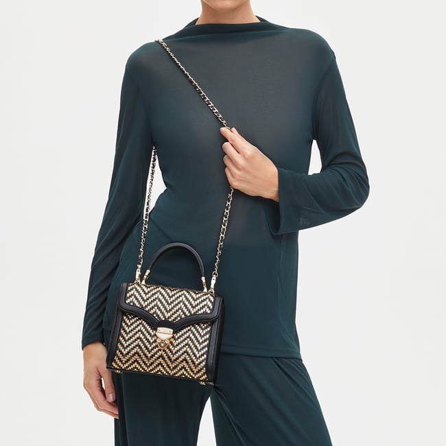 Midi Mayfair® Champagne, Green & Black Woven Leather