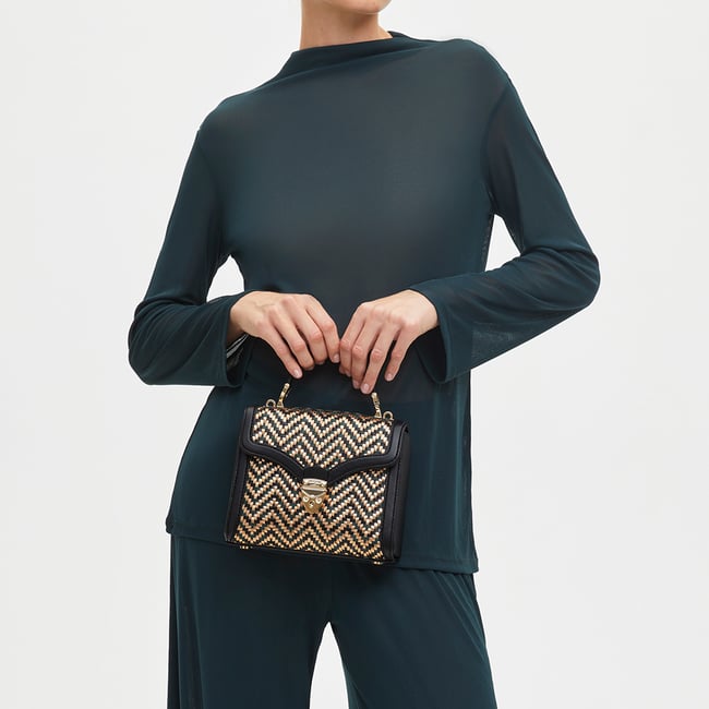 Midi Mayfair® Champagne, Green & Black Woven Leather