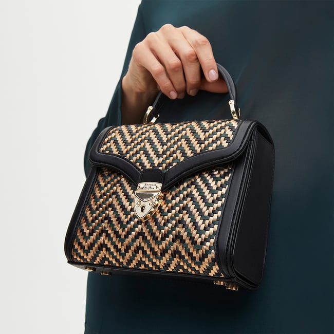 Midi Mayfair® Champagne, Green & Black Woven Leather