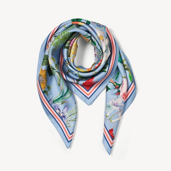 Aspinal Garden Silk Scarf Multi-Coloured Pure Silk