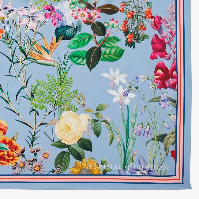 Aspinal Garden Silk Scarf Multi-Coloured Pure Silk