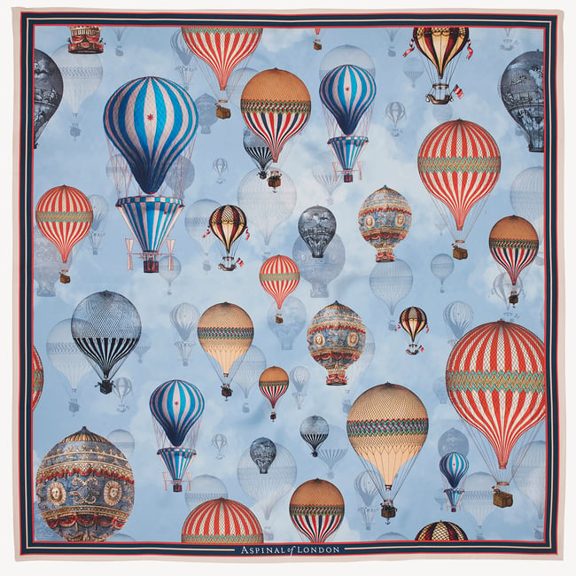 Up Up & Away Silk Scarf Dusky Blue Pure Silk