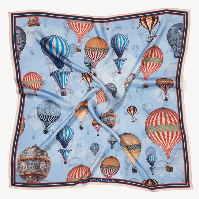 Up Up & Away Silk Scarf Dusky Blue Pure Silk