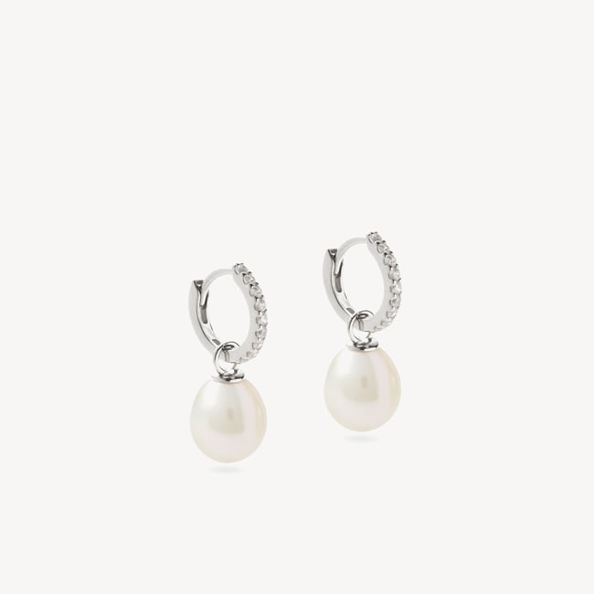 Drop Huggie Earrings 0.16ct Diamond