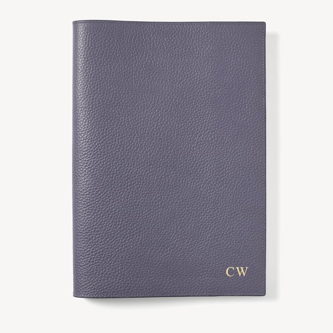 A4 Refillable Luxury Journal Dusky Blue Pebble with Soft Suede Lining