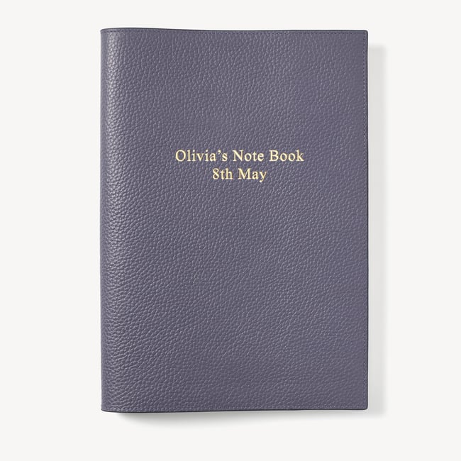 A4 Refillable Luxury Journal Dusky Blue Pebble with Soft Suede Lining