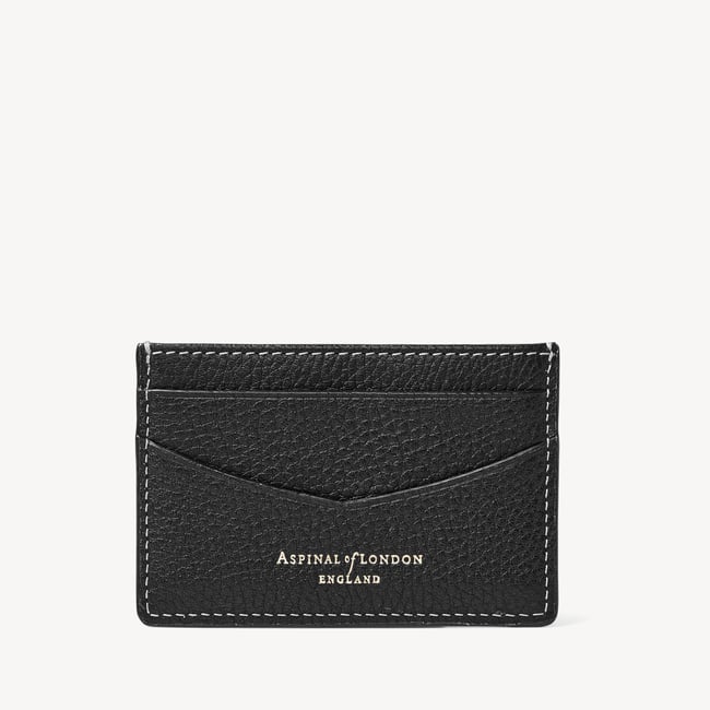 Hudson Slim Credit Card Holder Black Milled Pebble