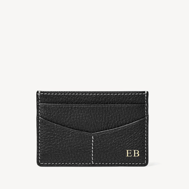 Hudson Slim Credit Card Holder Black Milled Pebble