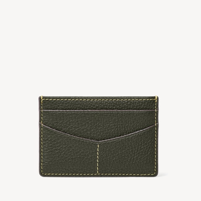Hudson Slim Credit Card Holder Forest Green Milled Pebble