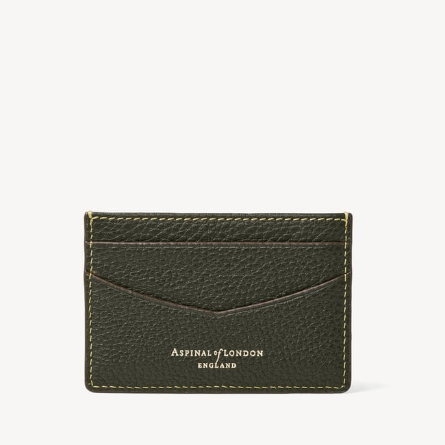 Hudson Slim Credit Card Holder Forest Green Milled Pebble