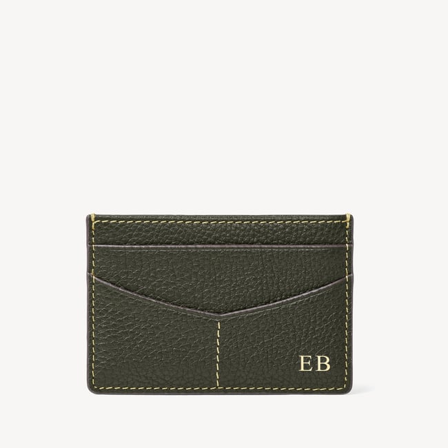 Hudson Slim Credit Card Holder Forest Green Milled Pebble