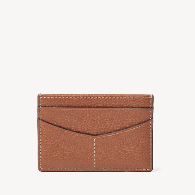Hudson Slim Credit Card Holder Tan Milled Pebble