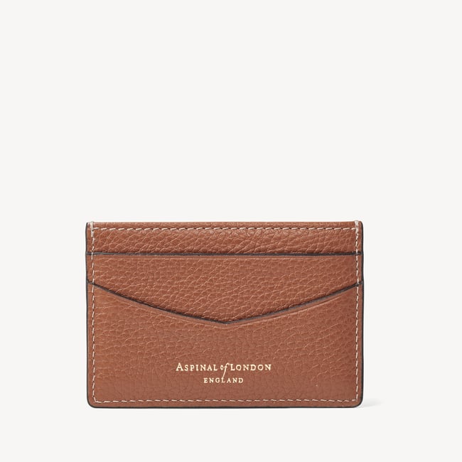 Hudson Slim Credit Card Holder Tan Milled Pebble