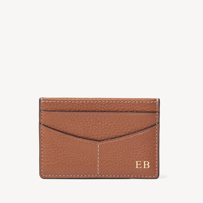 Hudson Slim Credit Card Holder Tan Milled Pebble