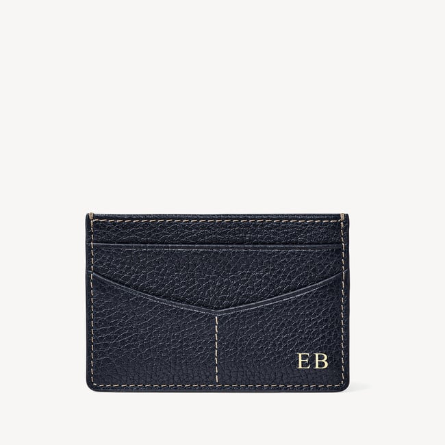 Hudson Slim Credit Card Holder Classic Navy Milled Pebble