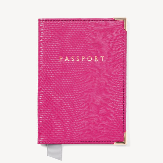 Passport Cover Penelope Pink Silk Lizard