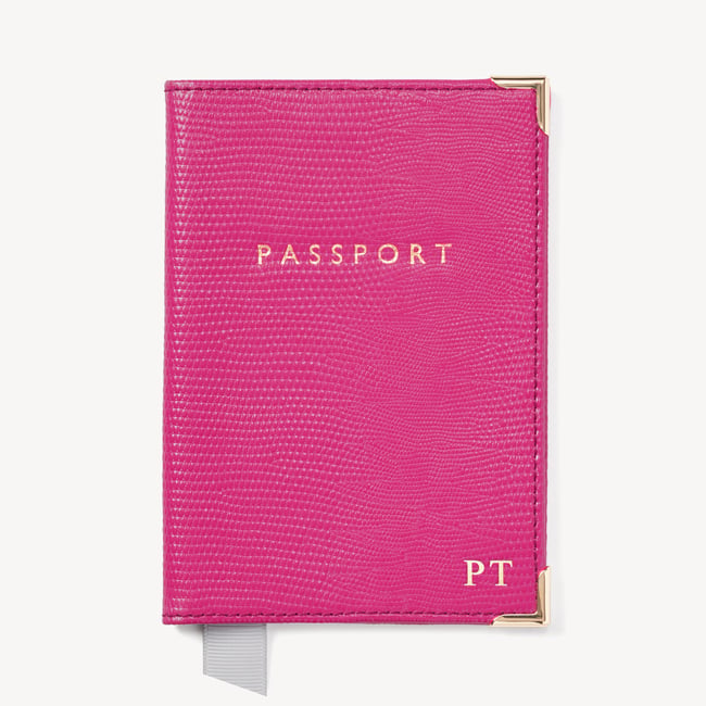 Passport Cover Penelope Pink Silk Lizard