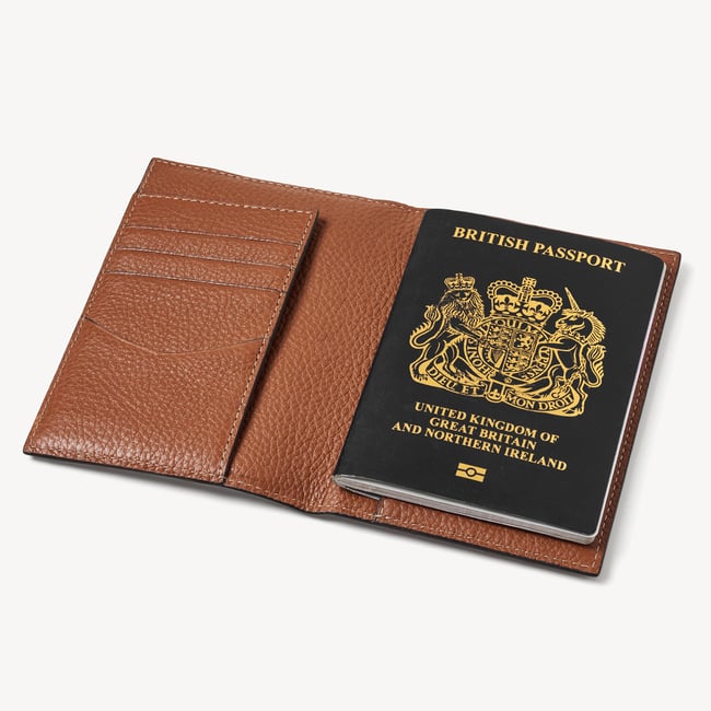 Hudson Passport Cover Tan Milled Pebble