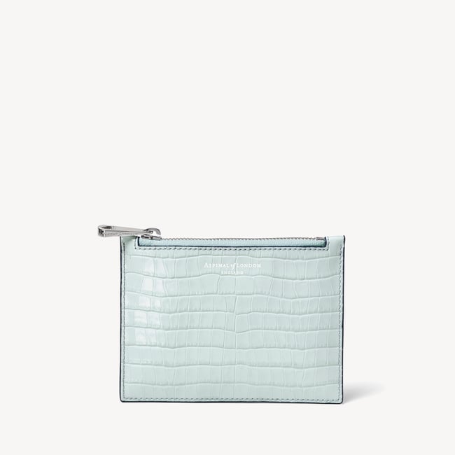 Small Essential Flat Pouch Deep Shine Pool Blue Small Croc