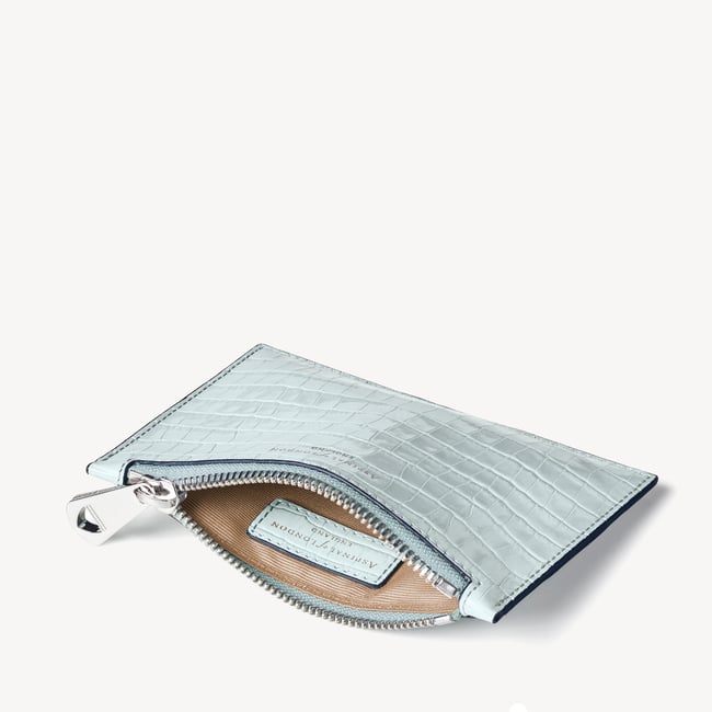 Small Essential Flat Pouch Deep Shine Pool Blue Small Croc