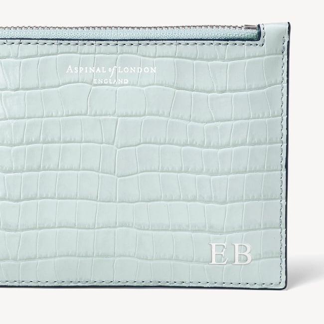 Small Essential Flat Pouch Deep Shine Pool Blue Small Croc