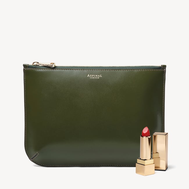 Large Ella Pouch Smooth Moss Green