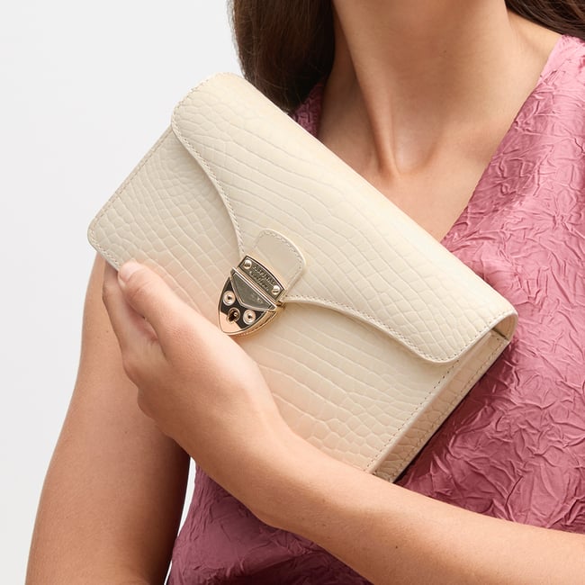 Mayfair®Clutch Ivory Patent Croc