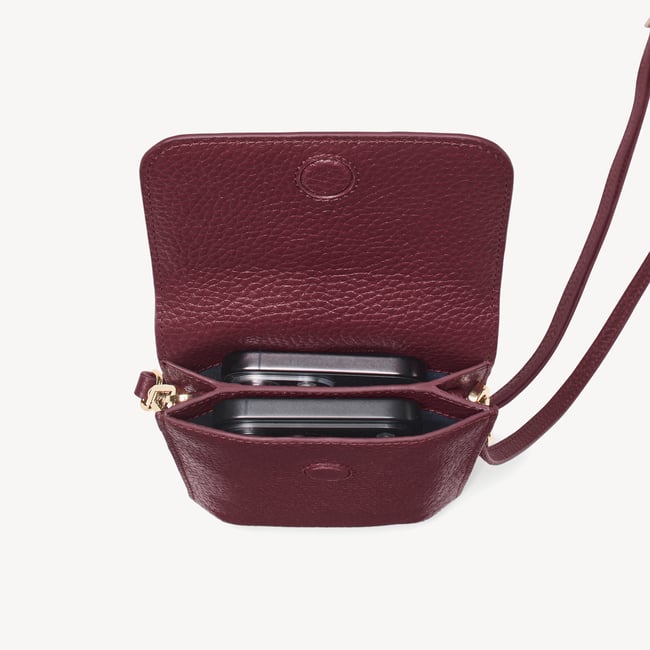 Duo Phone Crossbody Pouch Garnet Pebble