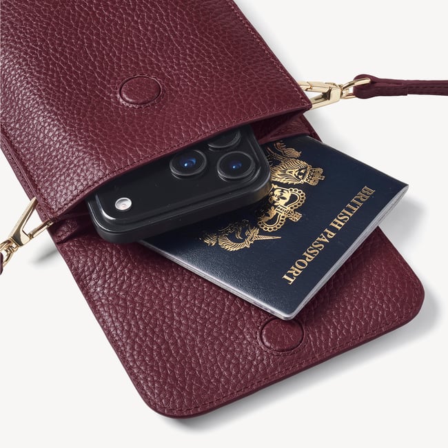 Duo Phone Crossbody Pouch Garnet Pebble