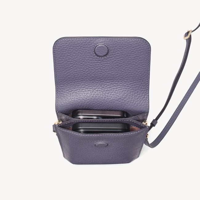 Duo Phone Crossbody Pouch Dusky Blue Pebble