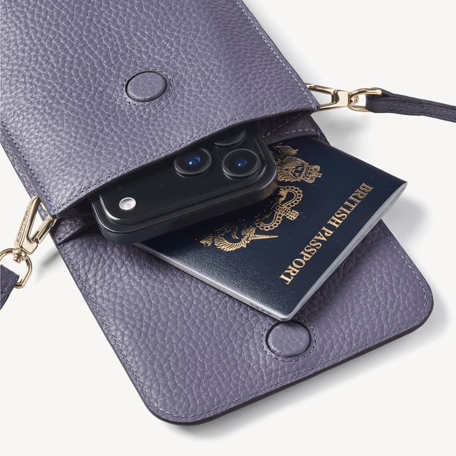 Duo Phone Crossbody Pouch Dusky Blue Pebble