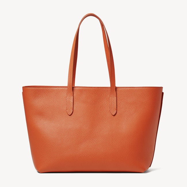 Zipped East West Tote with Shield Charm Marmalade Pebble